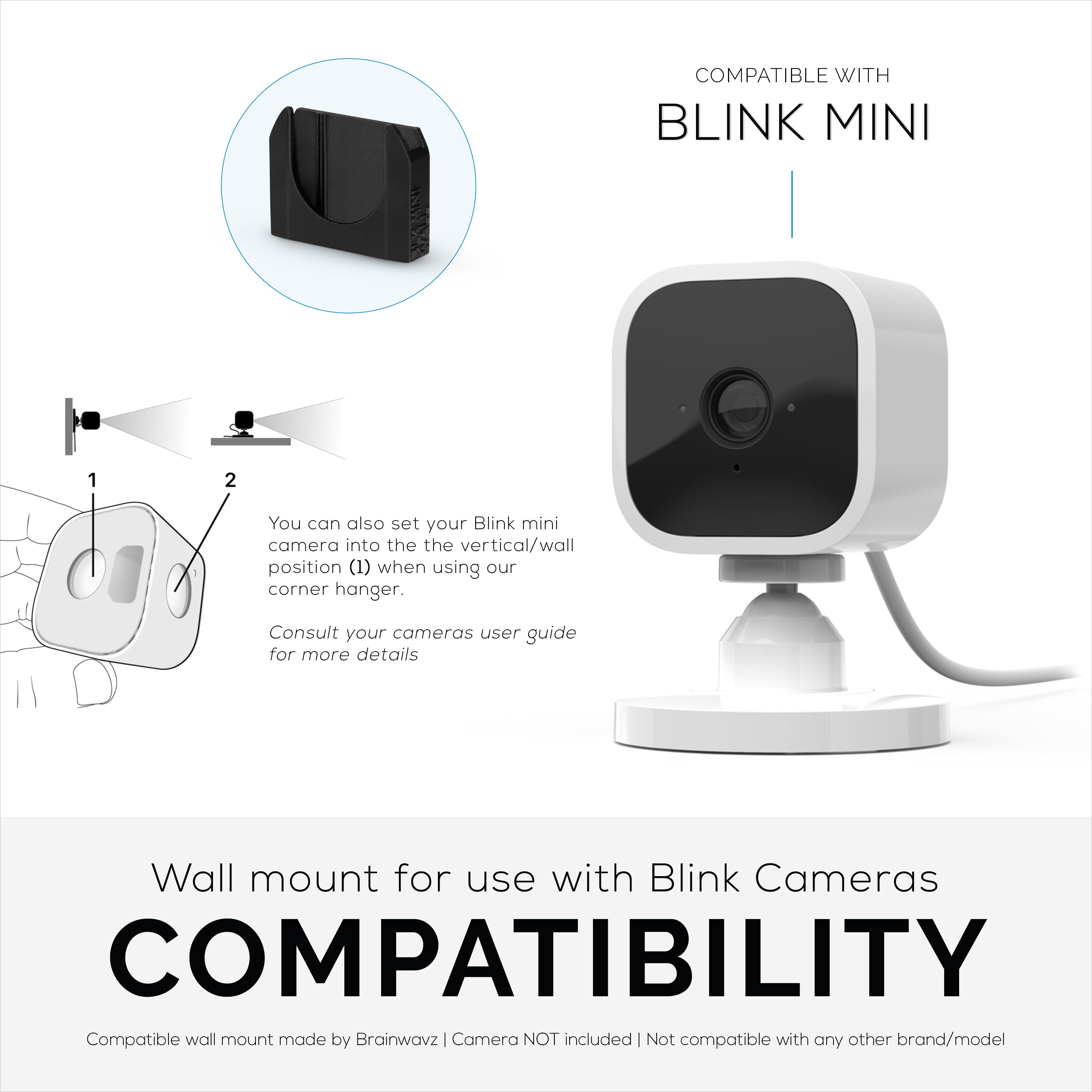 Koroao 2PACK Blink Mini Outlet Wall Mounts - AC Outlet Wall Plug Mount  Stand Holder Bracket for Blink Mini Indoor Camera Without Messy Wires or