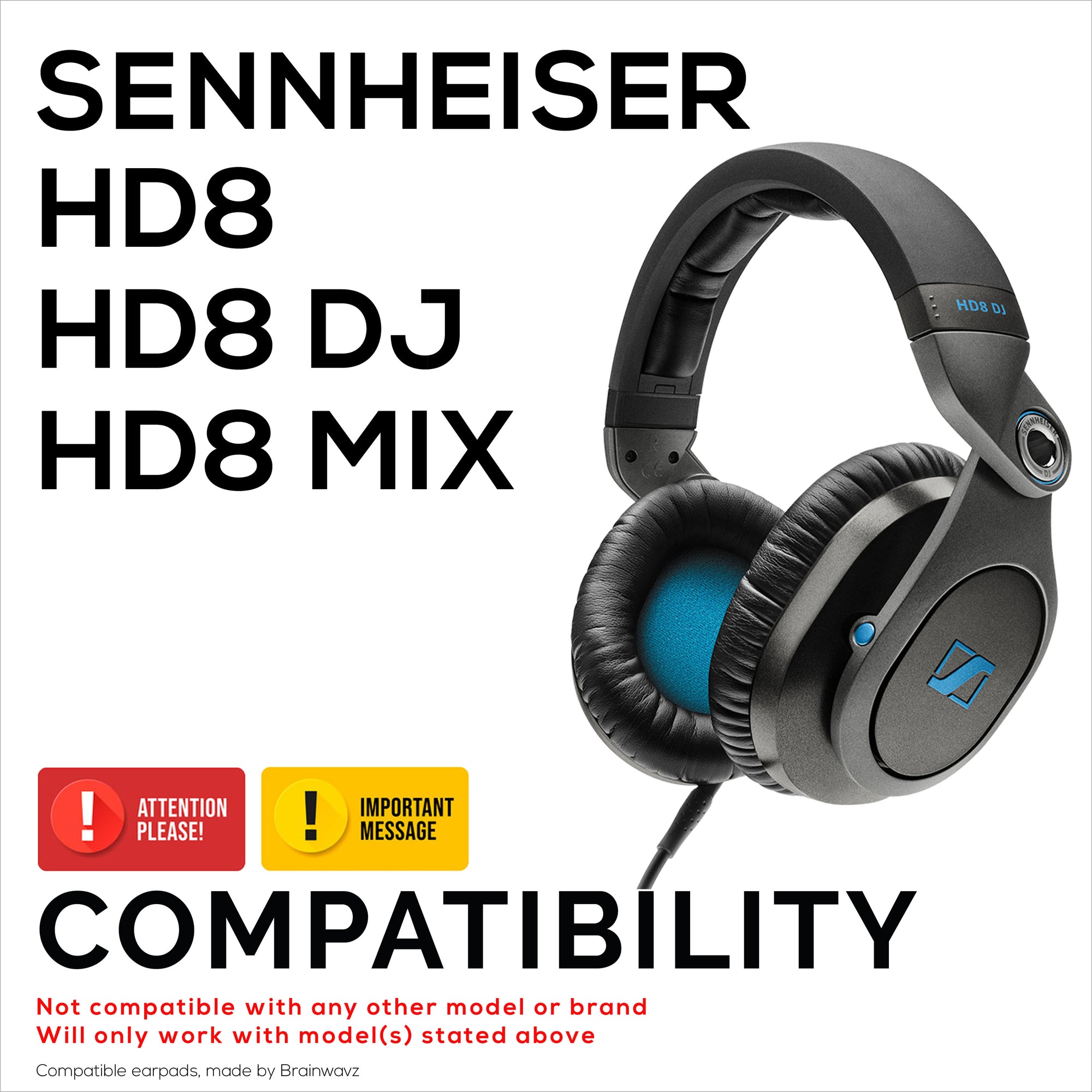 Sennheiser HD8 / HD8 DJ / HD6 Mix ヘッドフォン用交換用イヤーパッド - - Brainwavz Audio