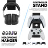 The Grebe - Headphone &amp; Dual Game Controller Holder - Attaches to Side of Desk, Under Desk Headset Holder, Suitable for All Headphones &amp; Gamepads