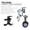 The Grebe - Headphone &amp; Dual Game Controller Holder - Attaches to Side of Desk, Under Desk Headset Holder, Suitable for All Headphones &amp; Gamepads