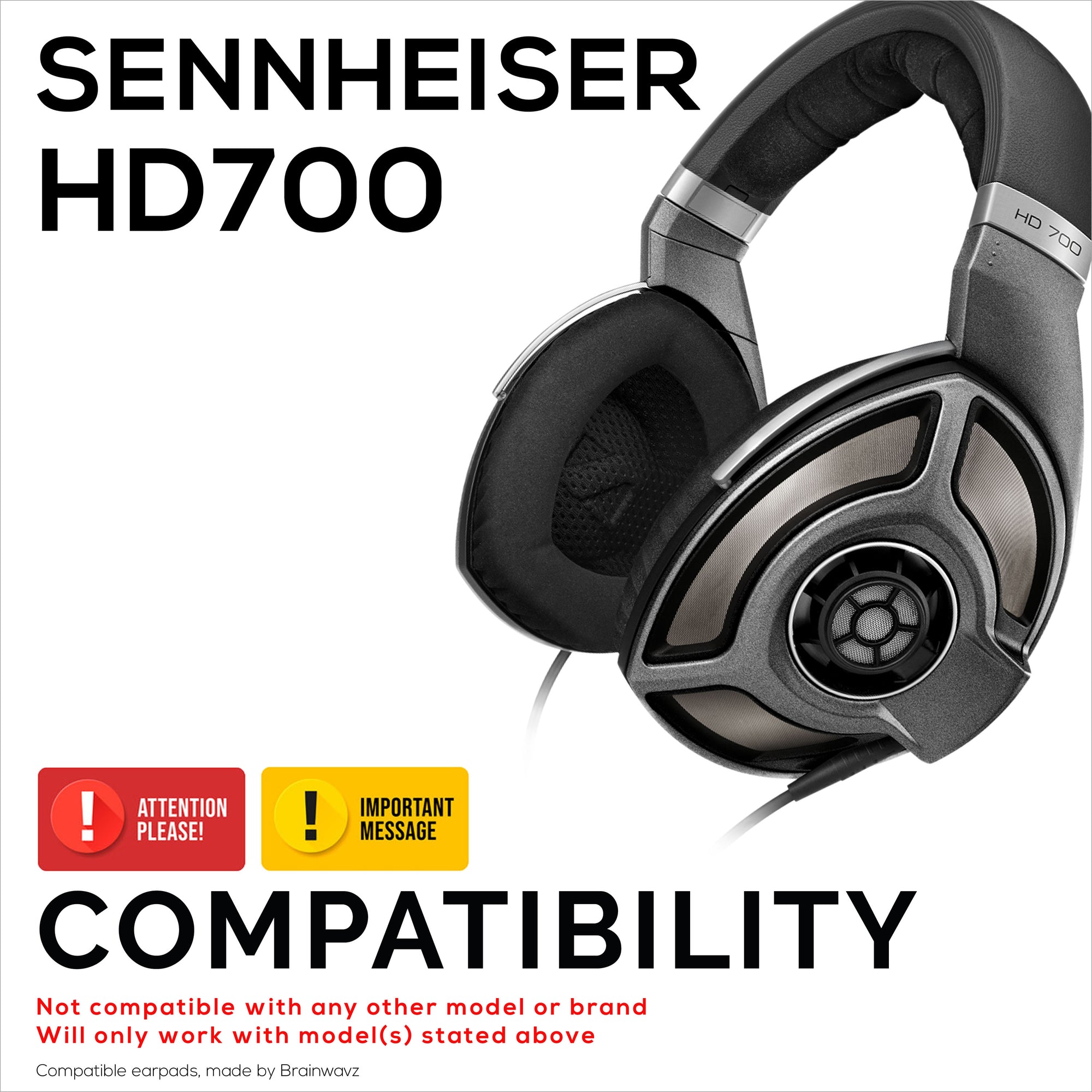 Sennheiser HD700 ヘッドフォン用交換用イヤーパッド - 高級ヌバック - Brainwavz Audio