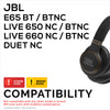 Hybrid Earpads for JBL E65 (E65BT E65BTNC), Live 650 (650NC 650BTNC), Live 660 (660NC 660BTNC) &amp; Duet NC Headphones, Cool Gel, Super Soft Fabric, PU Leather &amp; Thicker Memory Foam