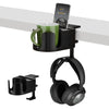 Desk Cup Holder with Headphone Hanger &amp; Phone, Pen &amp; Stationery Holder - Adjustable Clamp, Installs to Desks and Tables, Holds Mugs &amp; Cups up to 10cm in Diameter