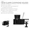 Desk Cup Holder with Headphone Hanger &amp; Phone, Pen &amp; Stationery Holder - Adjustable Clamp, Installs to Desks and Tables, Holds Mugs &amp; Cups up to 10cm in Diameter