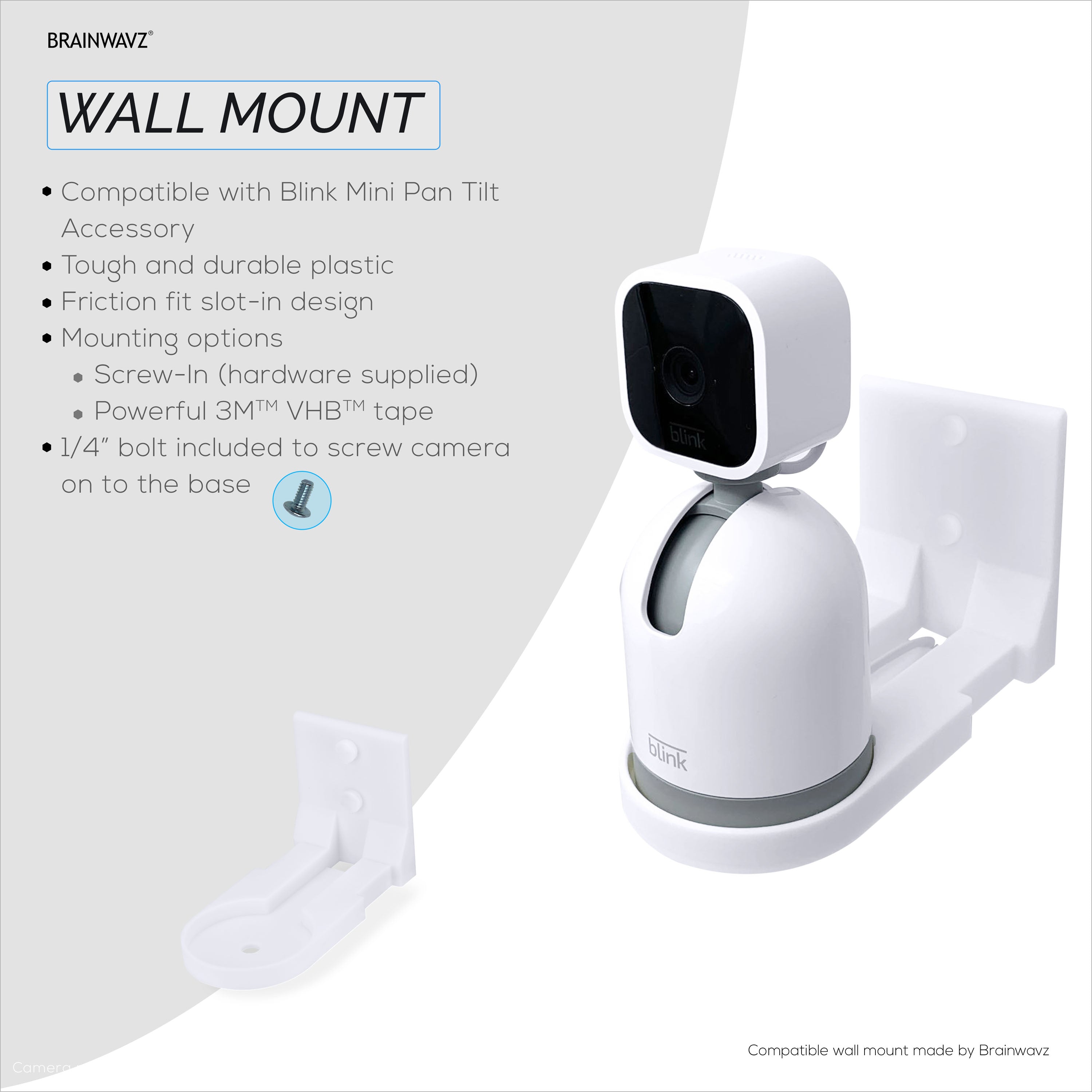 Screwless Wall Mount for Blink Mini Pan Tilt Camera, Easy to Install H -  Brainwavz Audio