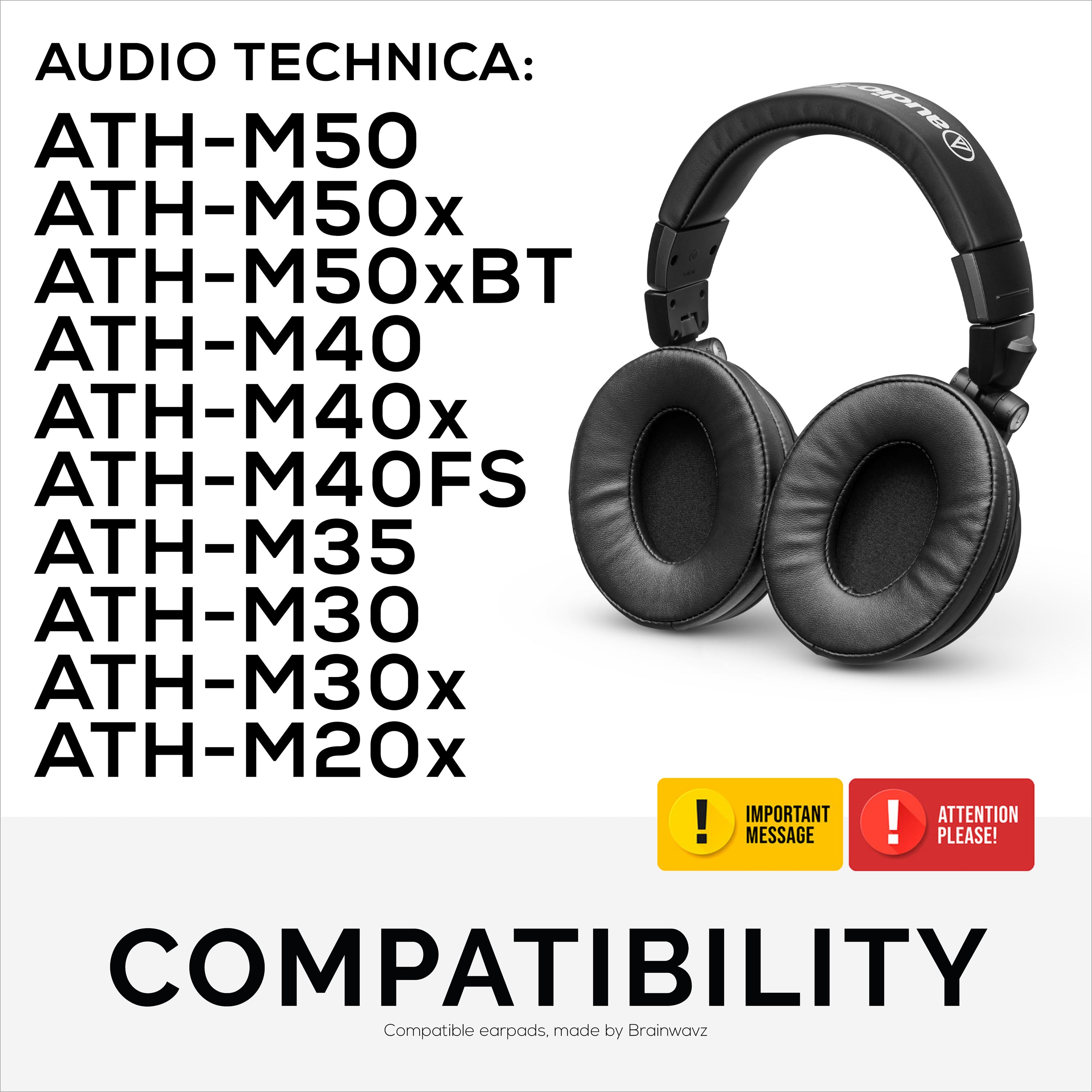 ProStock ATH M50X & M Series Replacment Earpads - Custom Desgined Shape  with Memory Foam - Micro Suede - Brainwavz Audio