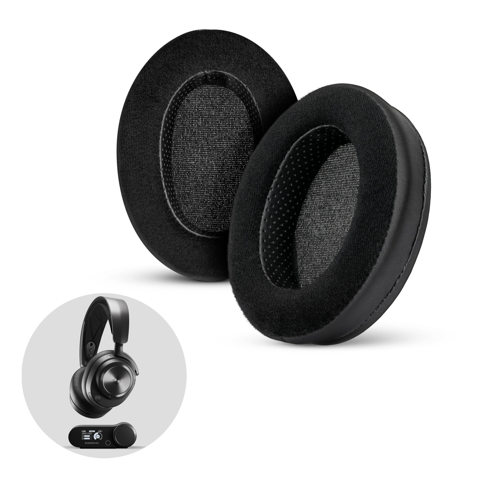 Hybrid Earpads for Steelseries Arctis Nova Pro Wireless Headphones - Memory Foam with Velour & PU Leather