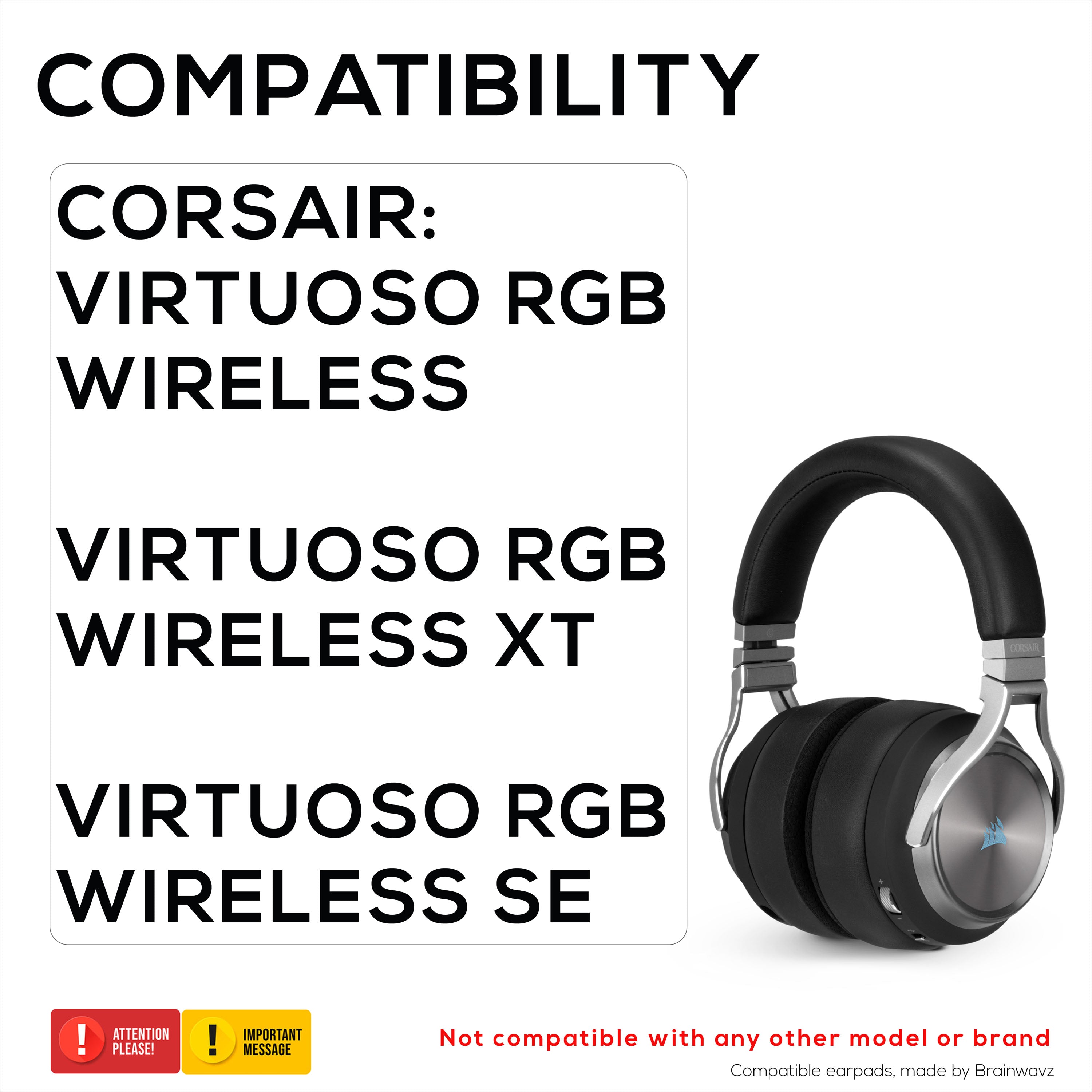 Hybrid Replacement Earpads for Corsair Virtuoso RGB Gaming Headset (Wi -  Brainwavz Audio
