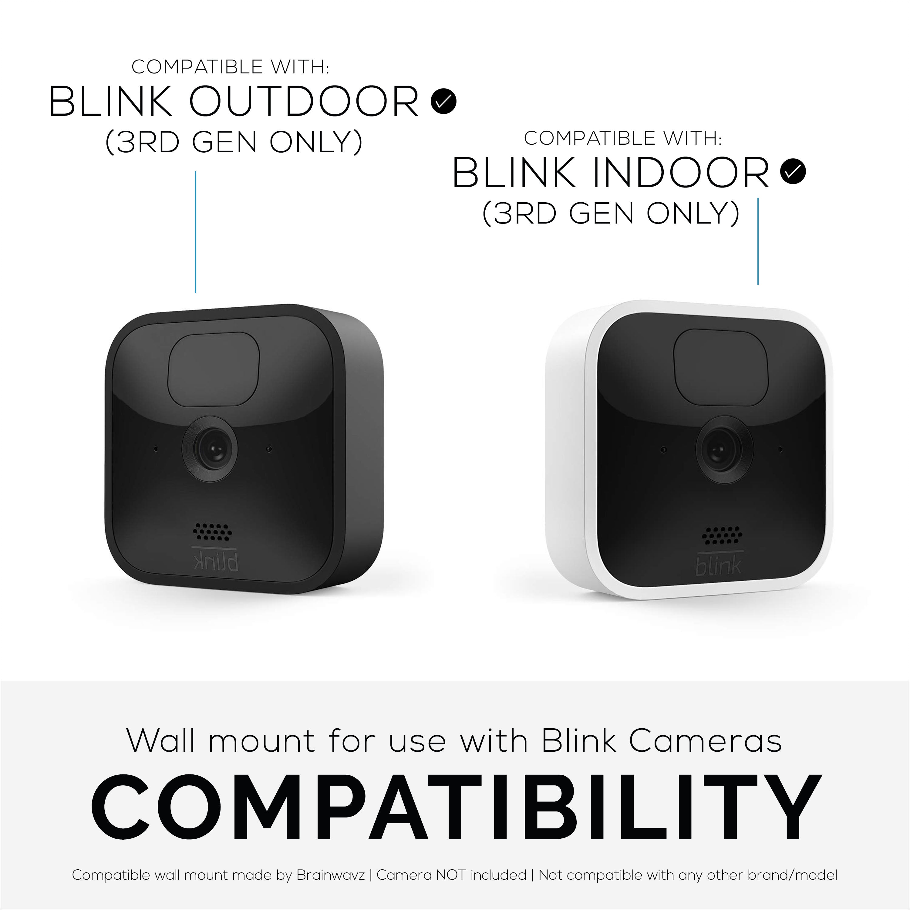 Adhesive Blink Outdoor Indoor Camera (3rd Gen) Mount, 2 Pack Holder, N -  Brainwavz Audio