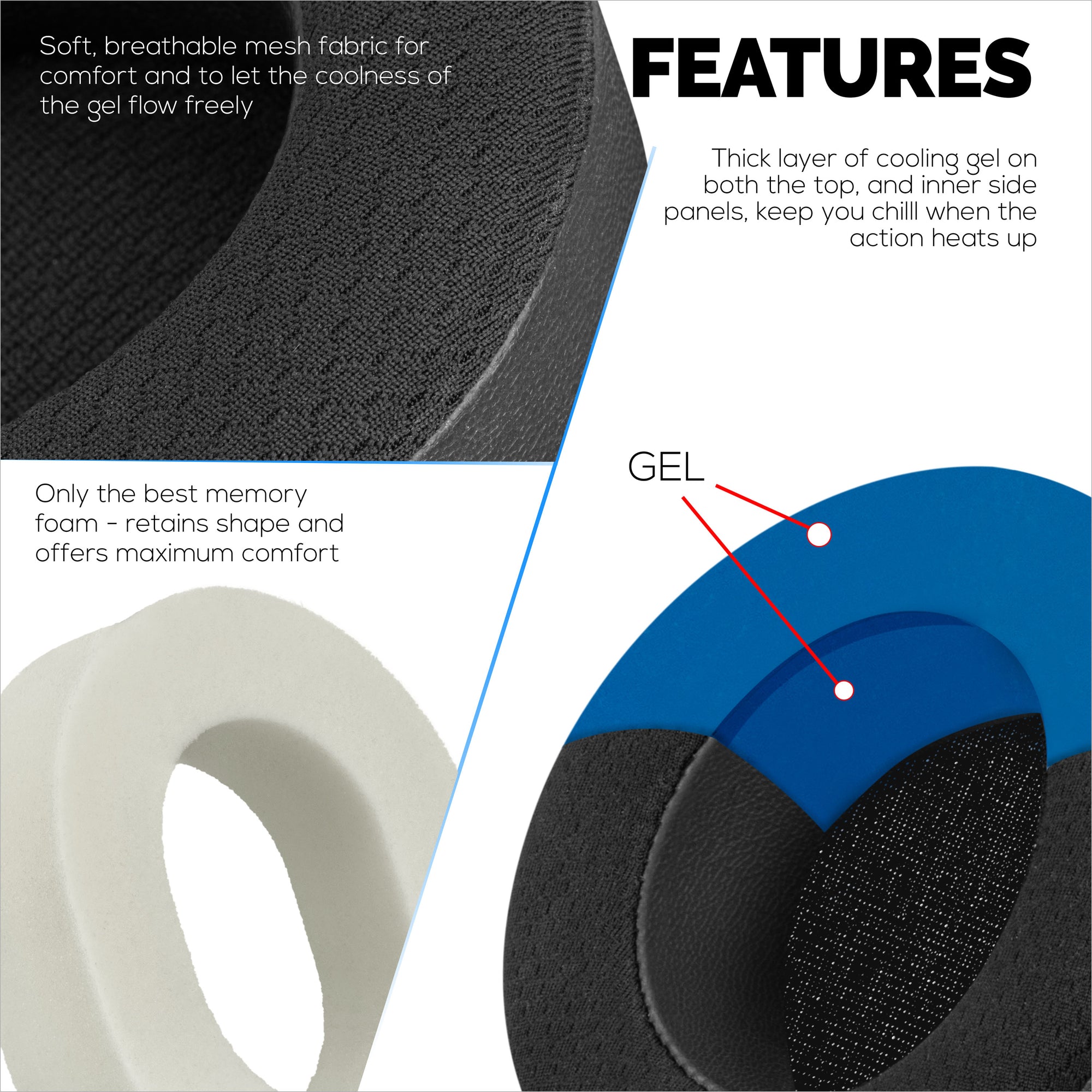 Memory foam discount earpads breathable fabric