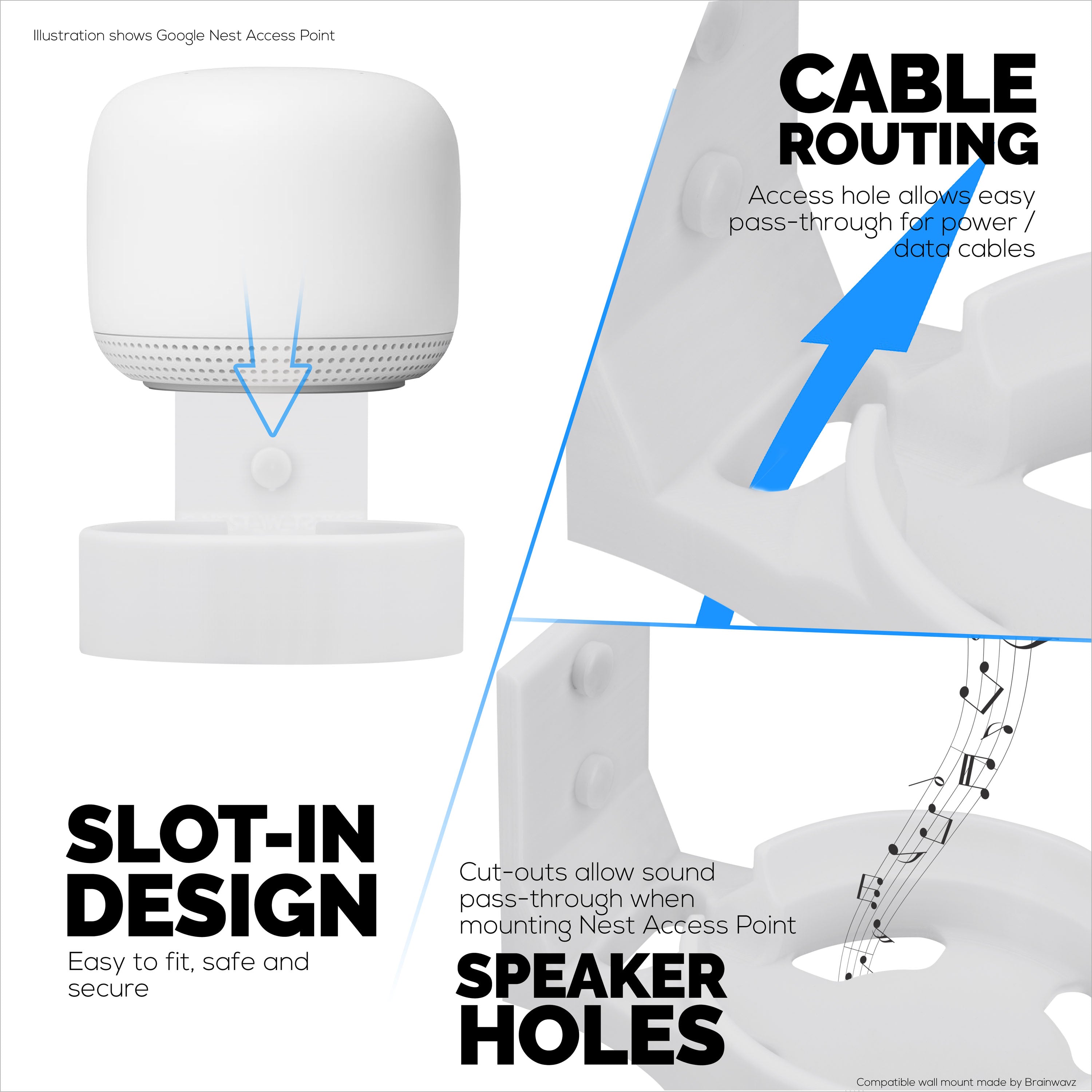Google WiFi Adhesive Wall and Ceiling Mount (01) - Easy to Install & No Mess