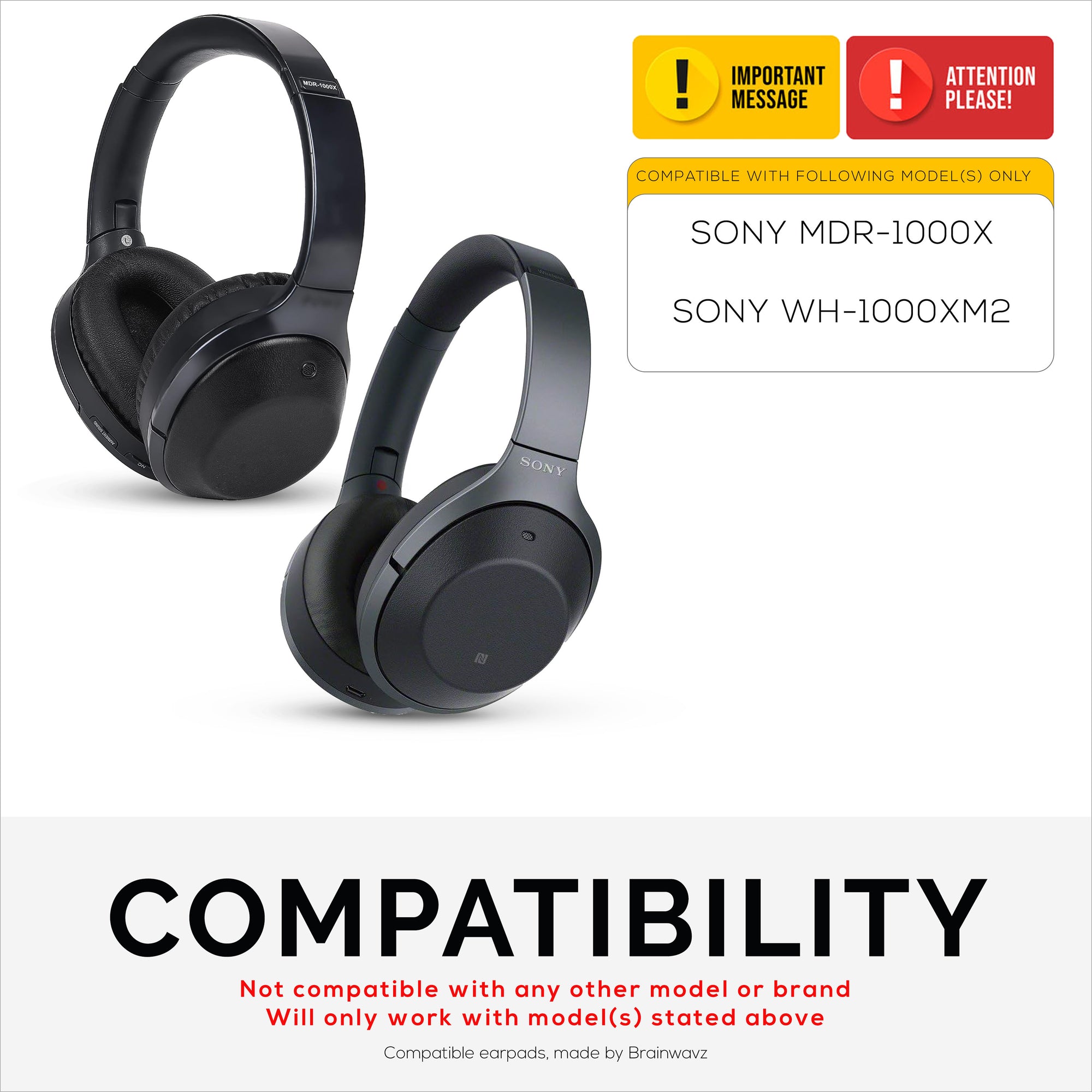 Sony WH-1000XM2 & MDR-1000X 交換用イヤーパッド - ソフト PU レザー