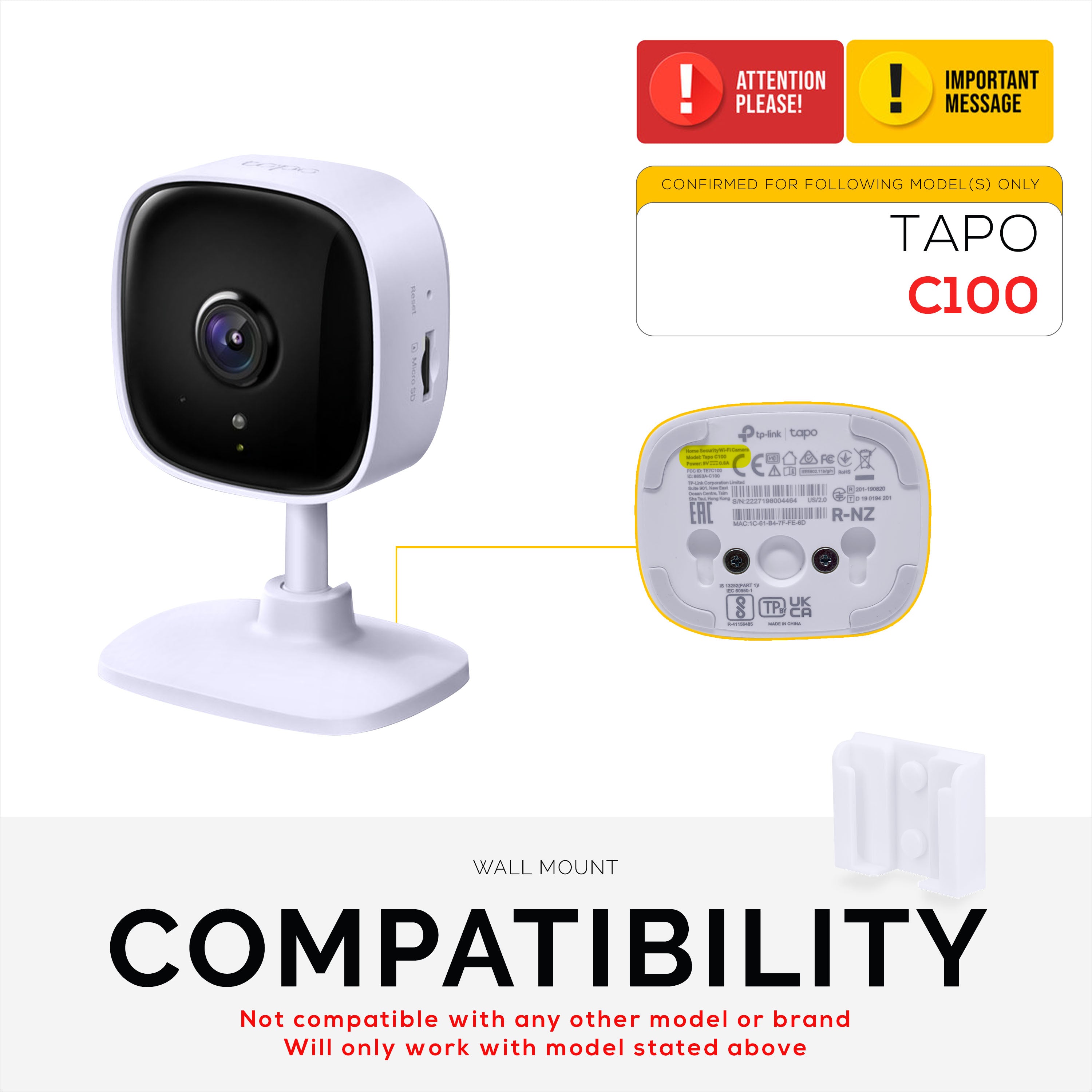 TP-Link Tapo C100 セキュリティ カメラ用ウォール マウント