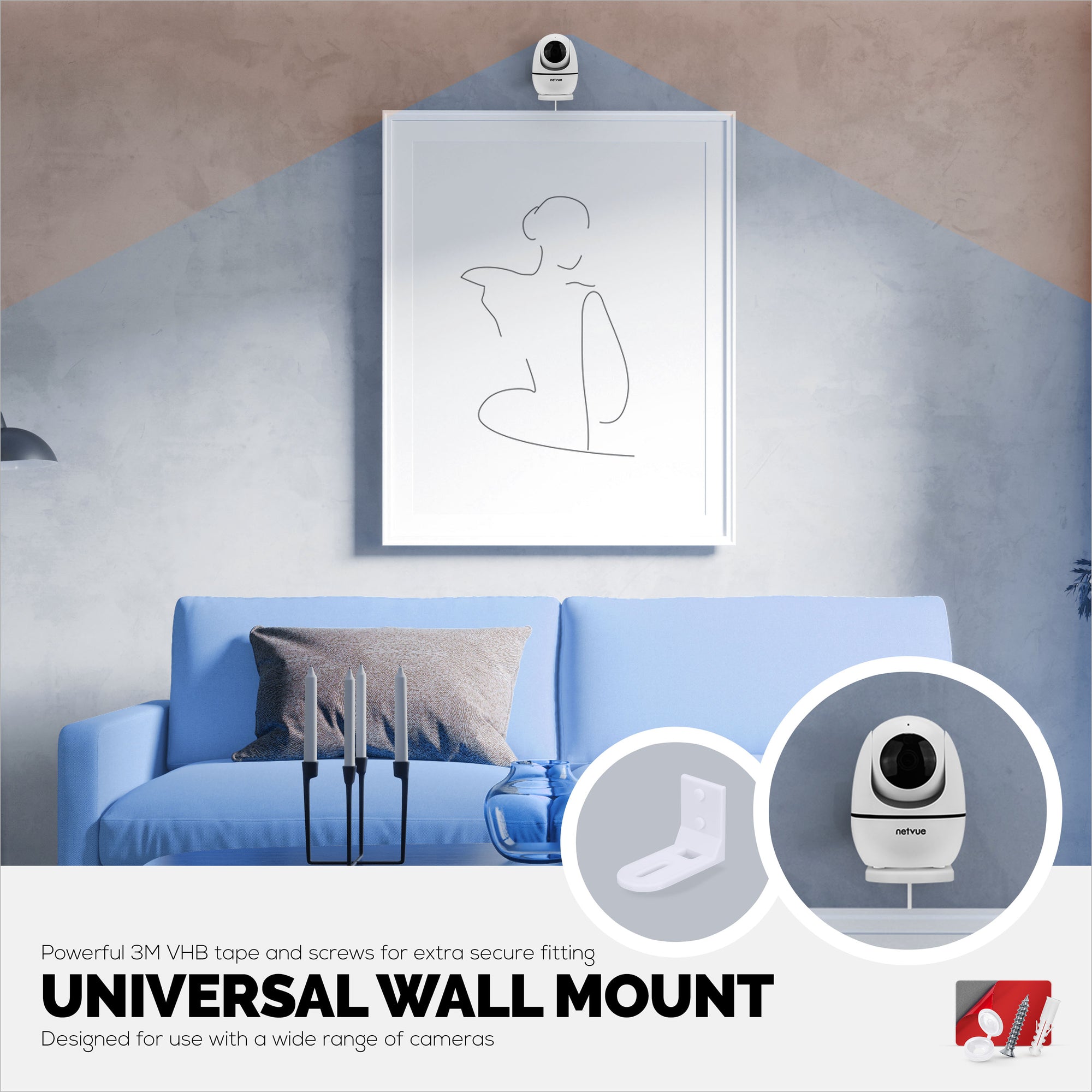 Universal Slimline Camera Wall Mount for Eufy, Wyze, Wansview
