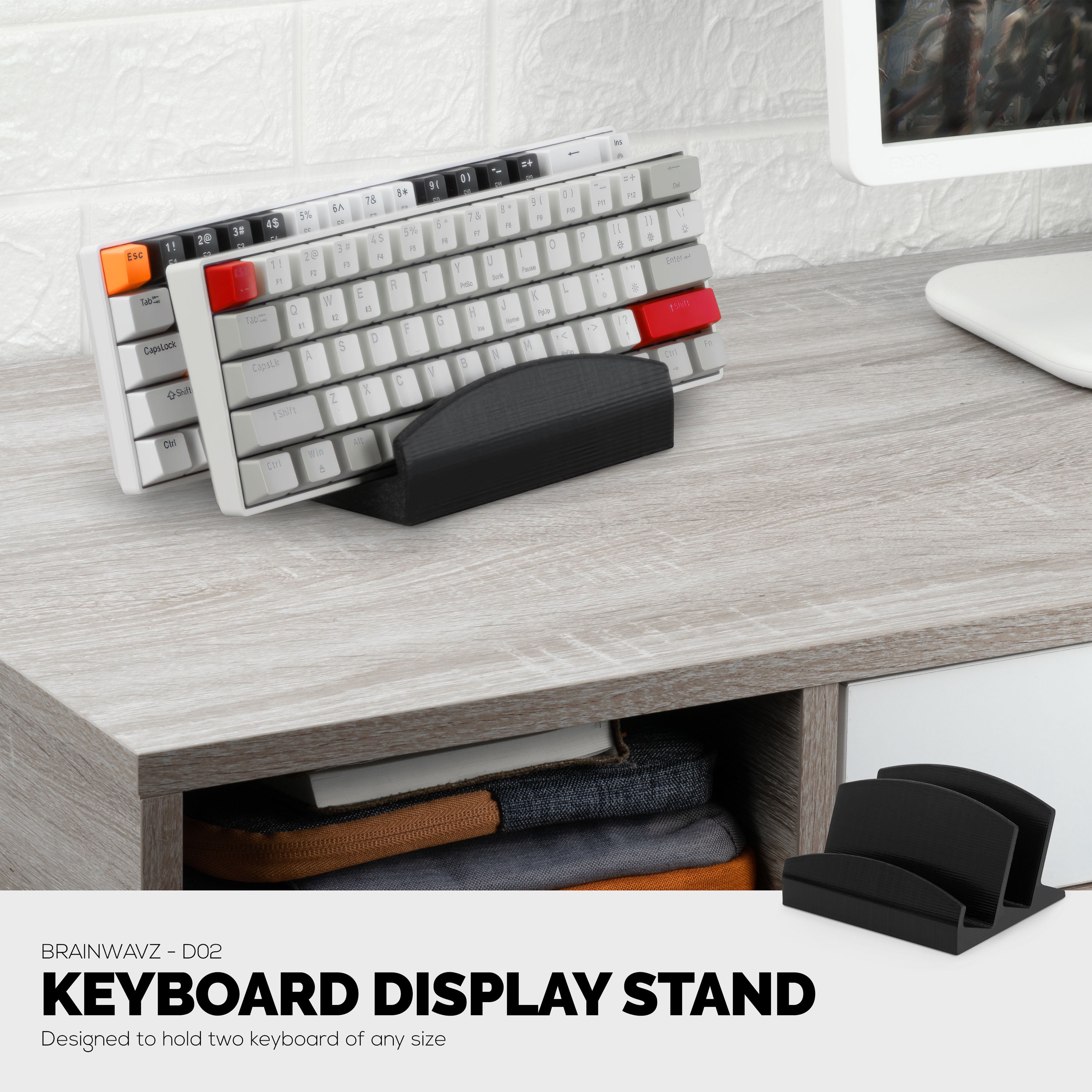 Mount-It! 2 Tier Desk Organizer Riser | Computer Monitor Stand with Keyboard Storage Shelf - Black