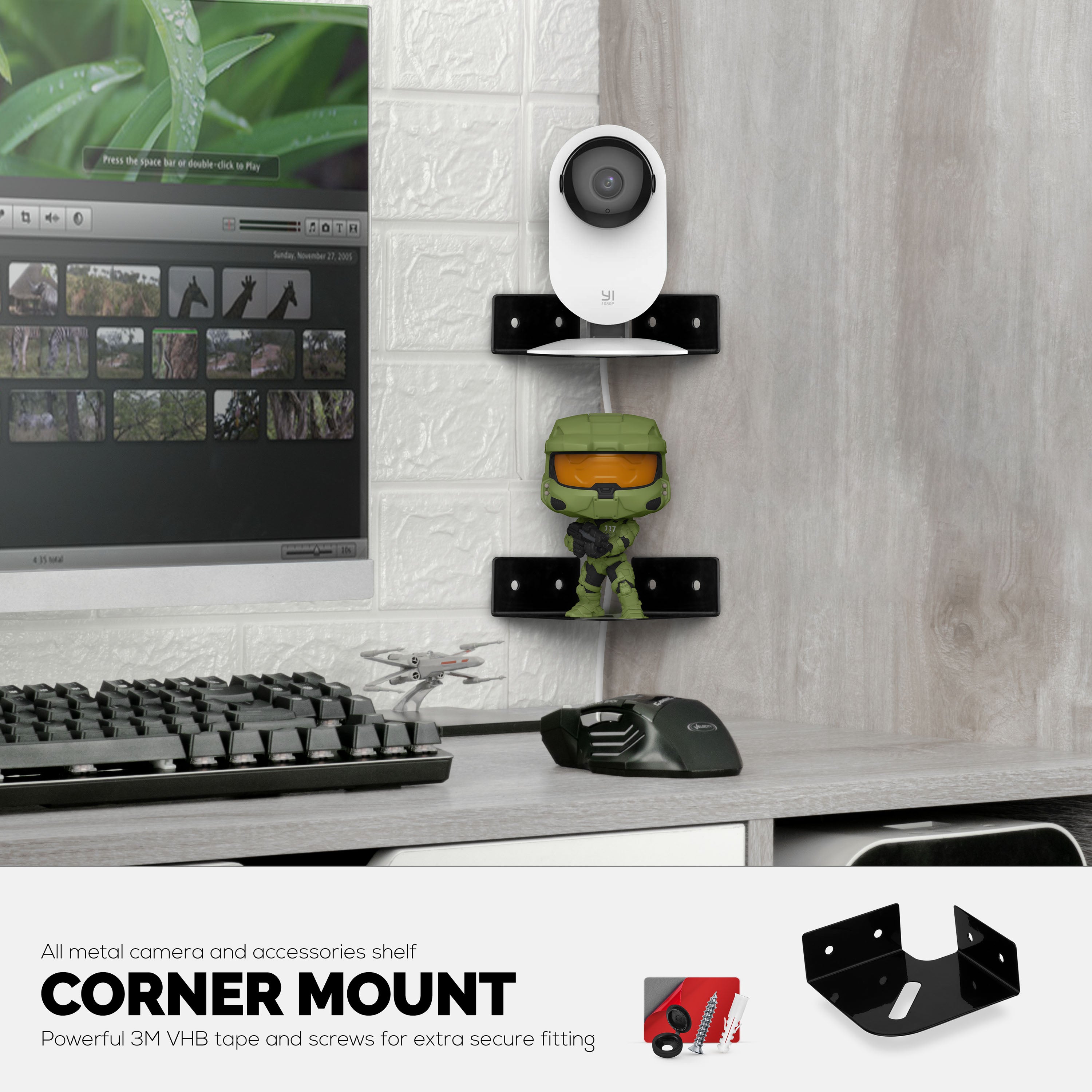 Small Metal Corner Shelf for Security Cameras, Baby Monitors, Speakers -  Brainwavz Audio