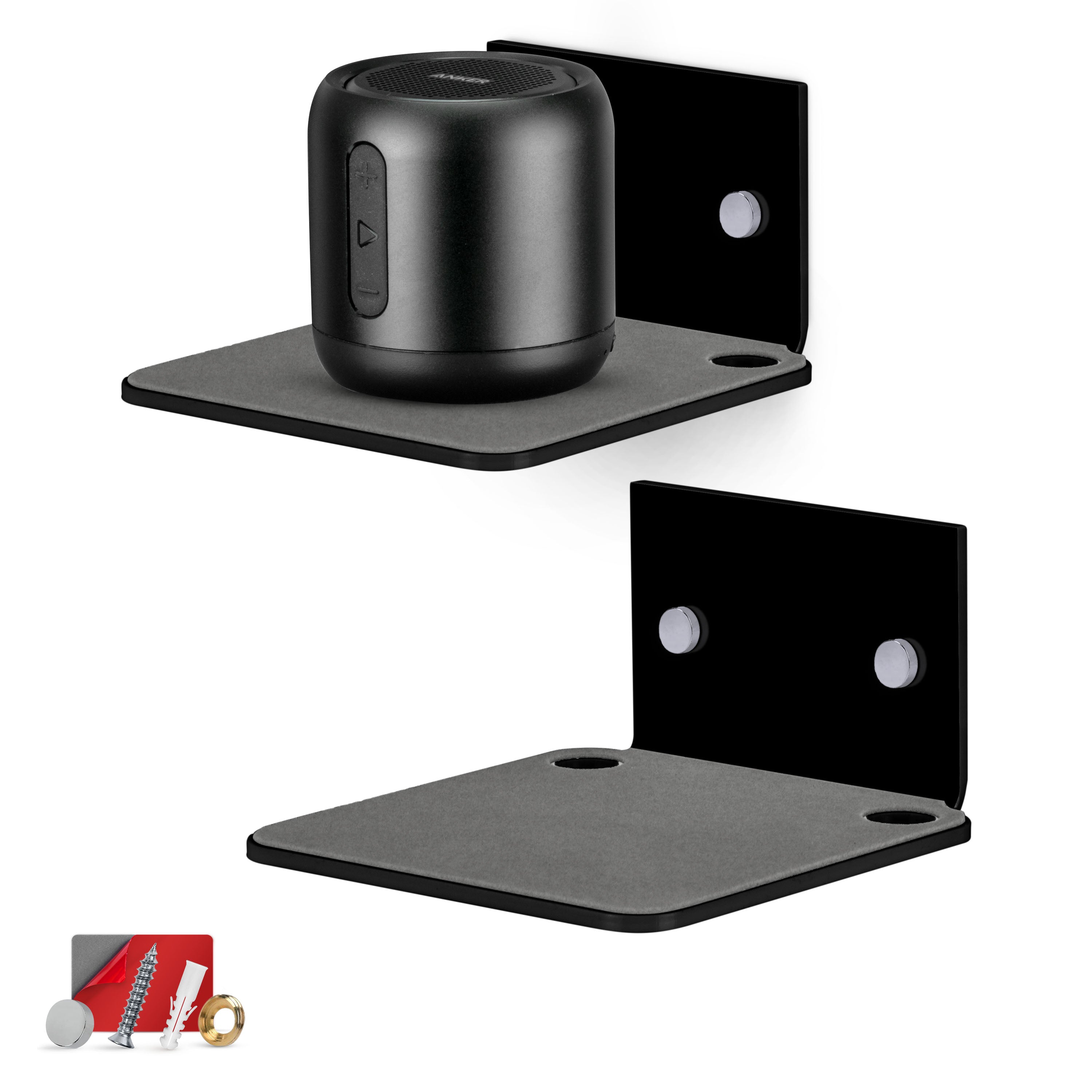 2-Pack 12 Slim Floating Shelf Mount, Adhesive or Screw Mount, for