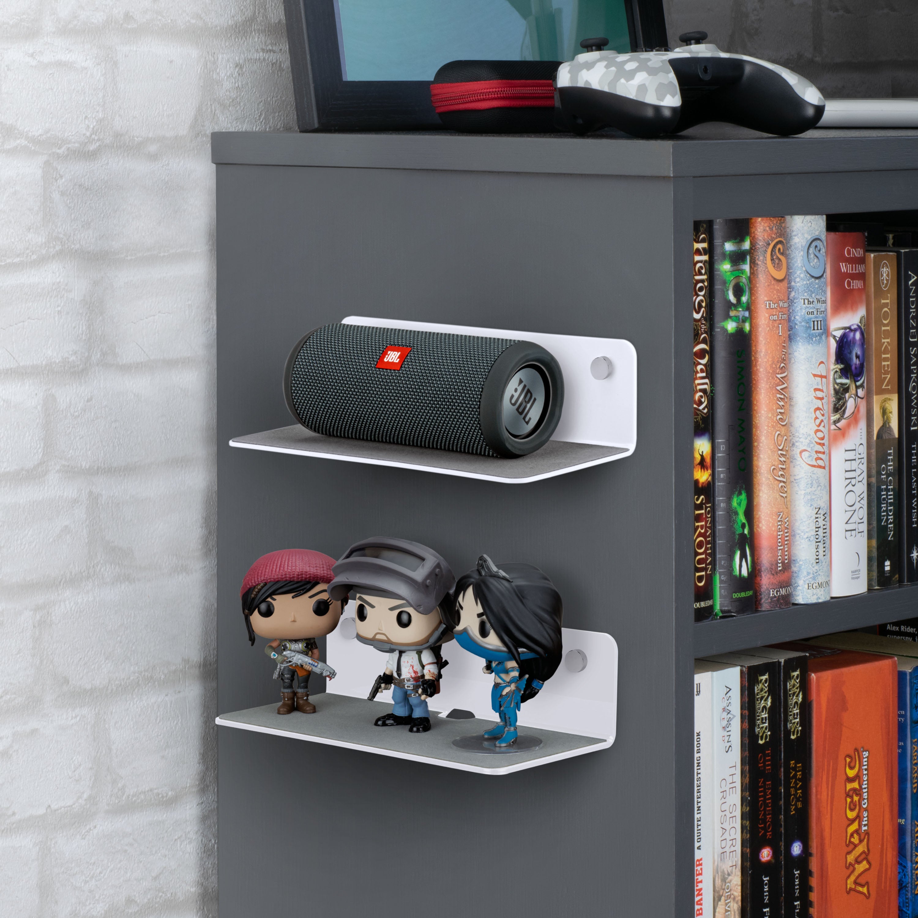 3.5” Small Floating Shelf Speaker & Camera Stand, Self Adhesive