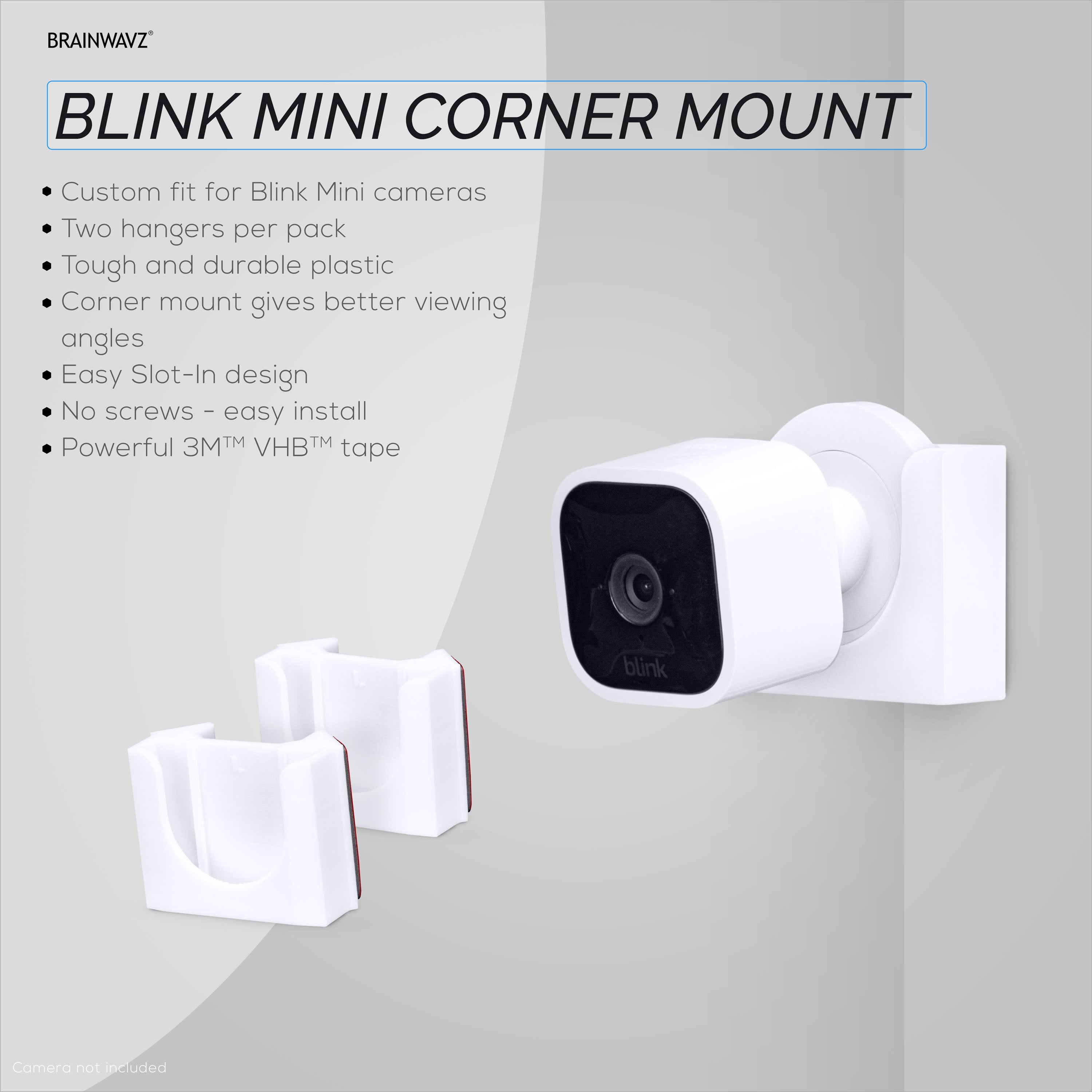 Screwless Wall Mount for Blink Mini Pan Tilt Camera, Easy to Install H -  Brainwavz Audio