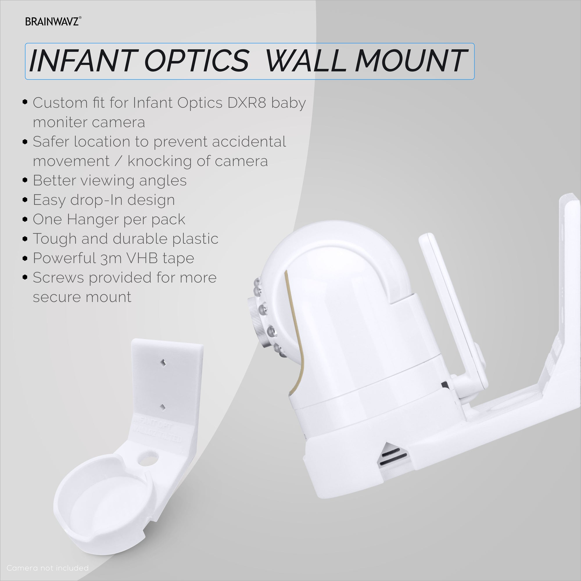 BRAINWAVZ Soporte de pared para cámara de monitor de bebé BabySense V43 -  Soporte adhesivo, fácil de instalar, no necesita herramientas, sin  ensuciar