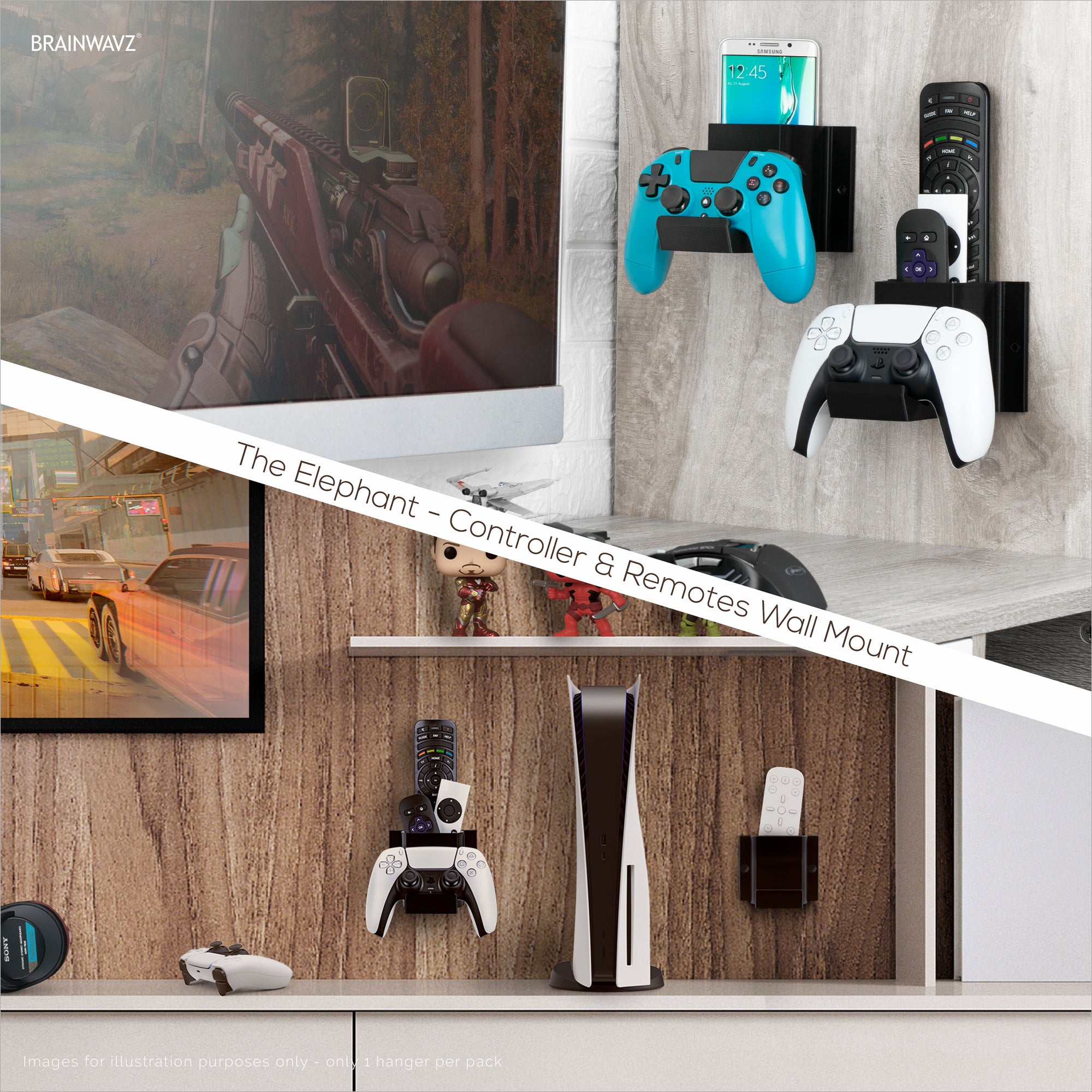 Organizador universal adhesivo para mando de juegos, soporte de pared, clip  de pared para Xbox One