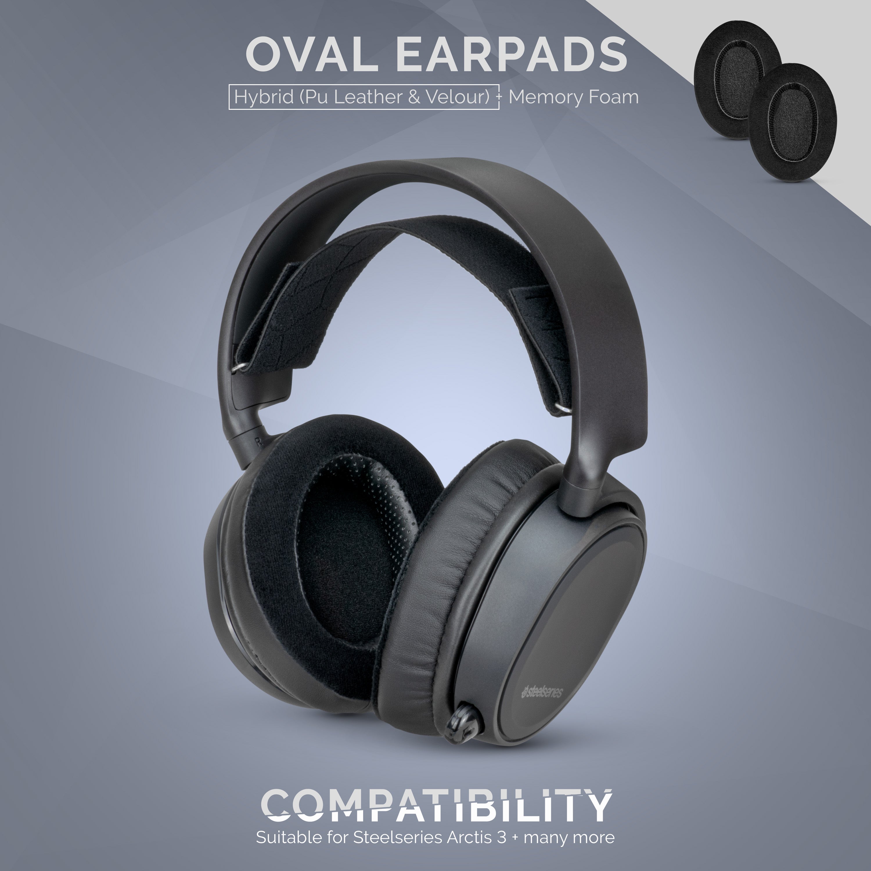 Upgraded Earpads for Gaming, With Cooling Gel, Memory foam & Micro Suede,  Ideal for Long Wearing, Oval, For Steelseries, HyperX, ATH-M50X & More -  Brainwavz Audio
