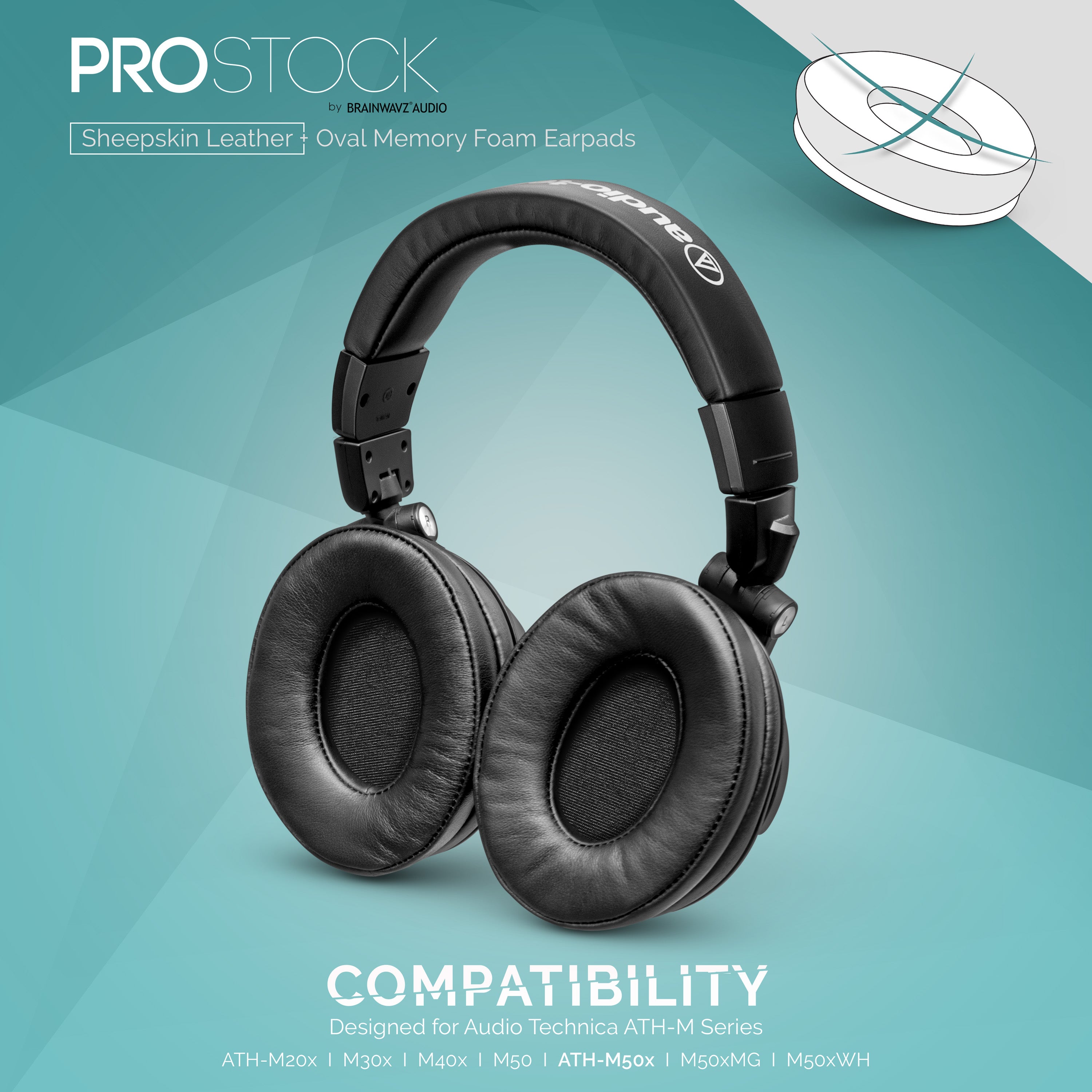ProStock ATH M50X Sheepkin Leather Custom Replacement Earpads - Brainwavz  Audio