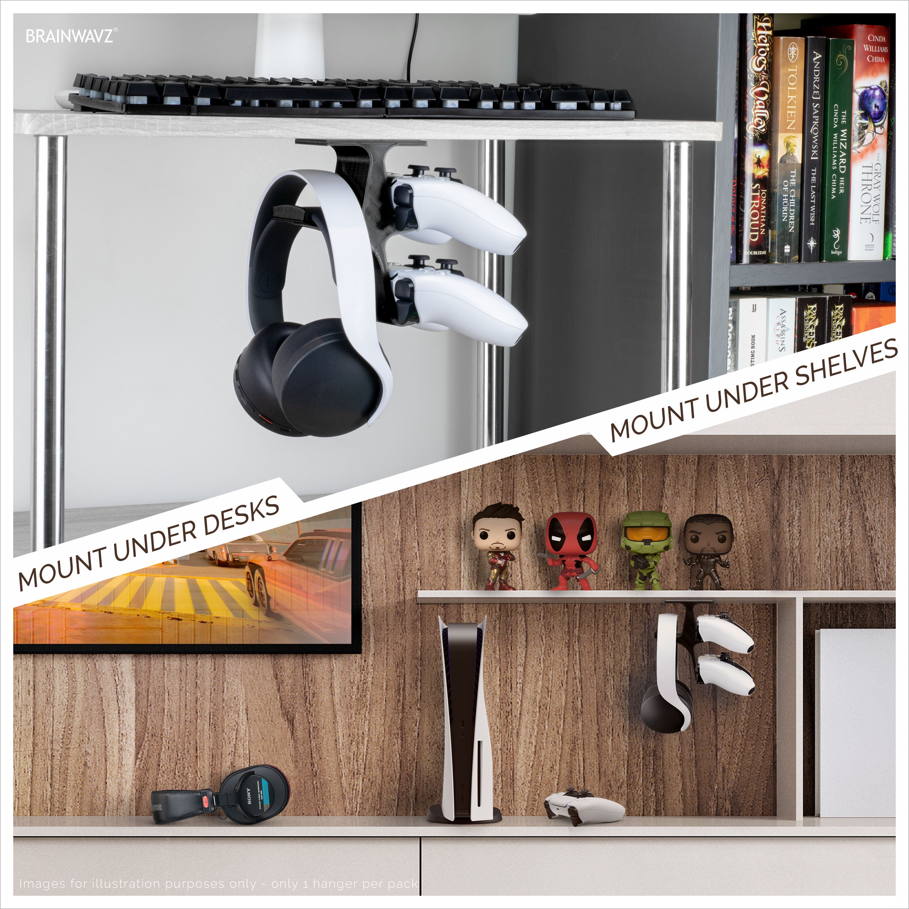 MANMUVIMO Headphone Controller Storage Holder for Desk 4 Tiers